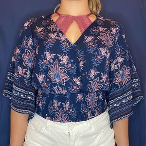Floral crop top blouse